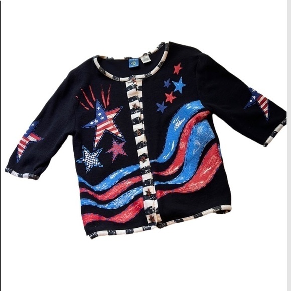 Onque Casuals wearable art Patriotic Sweater July 4th Size Medium - Picture 8 of 8